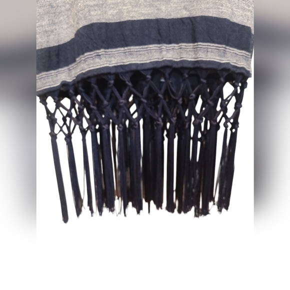 Rebecca Minkoff Navy And Gray Striped Fringe Dress Size 2 - Picture 2 of 3
